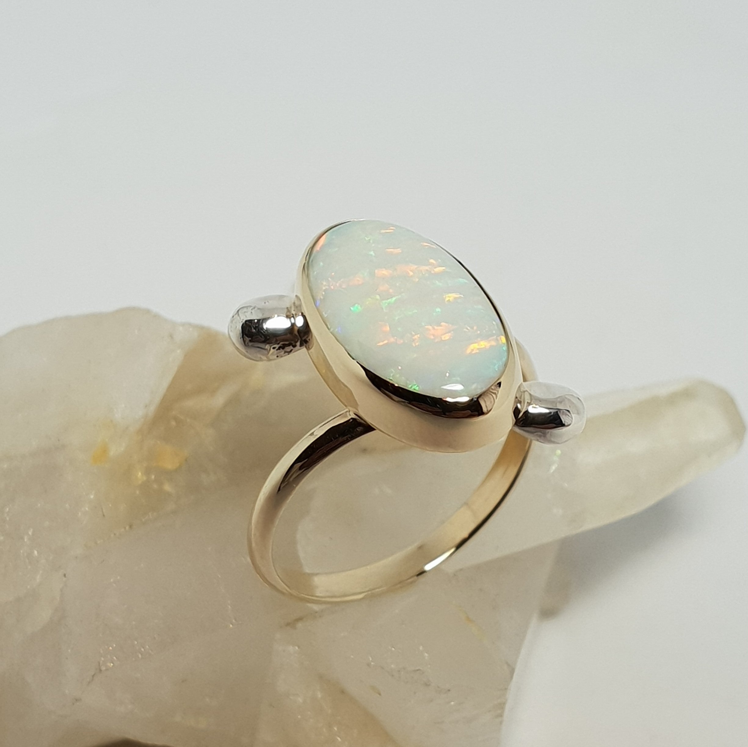 Tiger stripes Coober Pedy Crystal Opal Ring 045X1