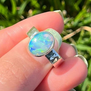 Mystic Coober Pedy Opal Silver Ring 083F